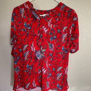Anthropologie Maeve red floral blouse